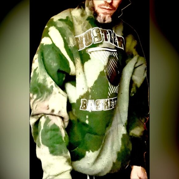 Ultra rare hustler camouflage tie-dye XL green hoodie – a super unique CAMO - Picture 1 of 13